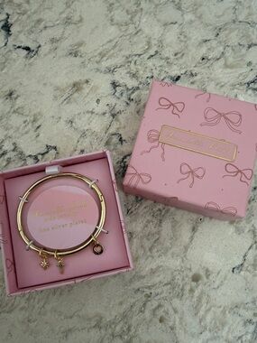 Kids Pink & Gold Charm Bangle Bracelet